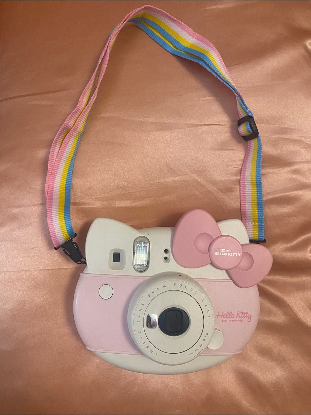 Hello Kitty Pink and White Instax Digicam Camera with Rainbow Strap